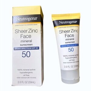 Neutrogena Sheer Zinc Face Mineral Sunscreen Broad Spectrum SPF 50 2oz New